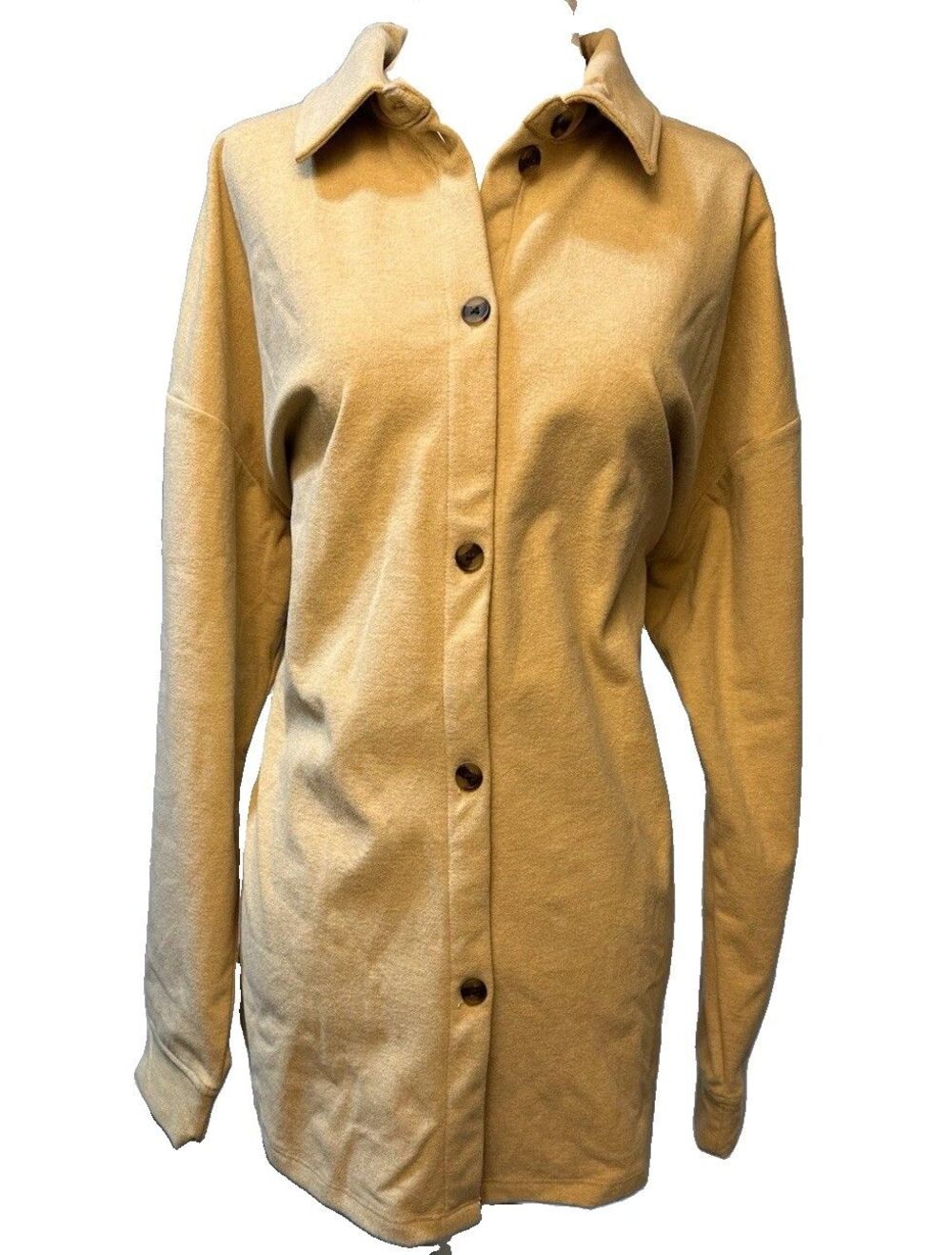 Cuddl Duds Long Sleeve Button Down Shirt Collared Top Soft Cozy Tan Size 1X